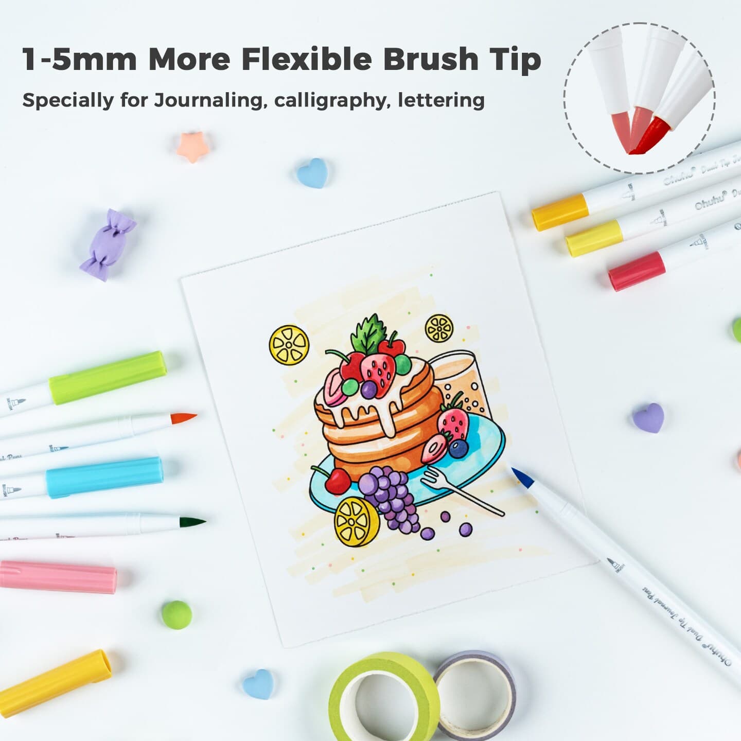 Ohuhu Markers for Adults Coloring Books 80 Colors Coloring Markers Pens for Journaling Water-Based Dual Tips Extra Fine & Brush Art Markers for Calligraphy Lettering Card-making thumbnail 5