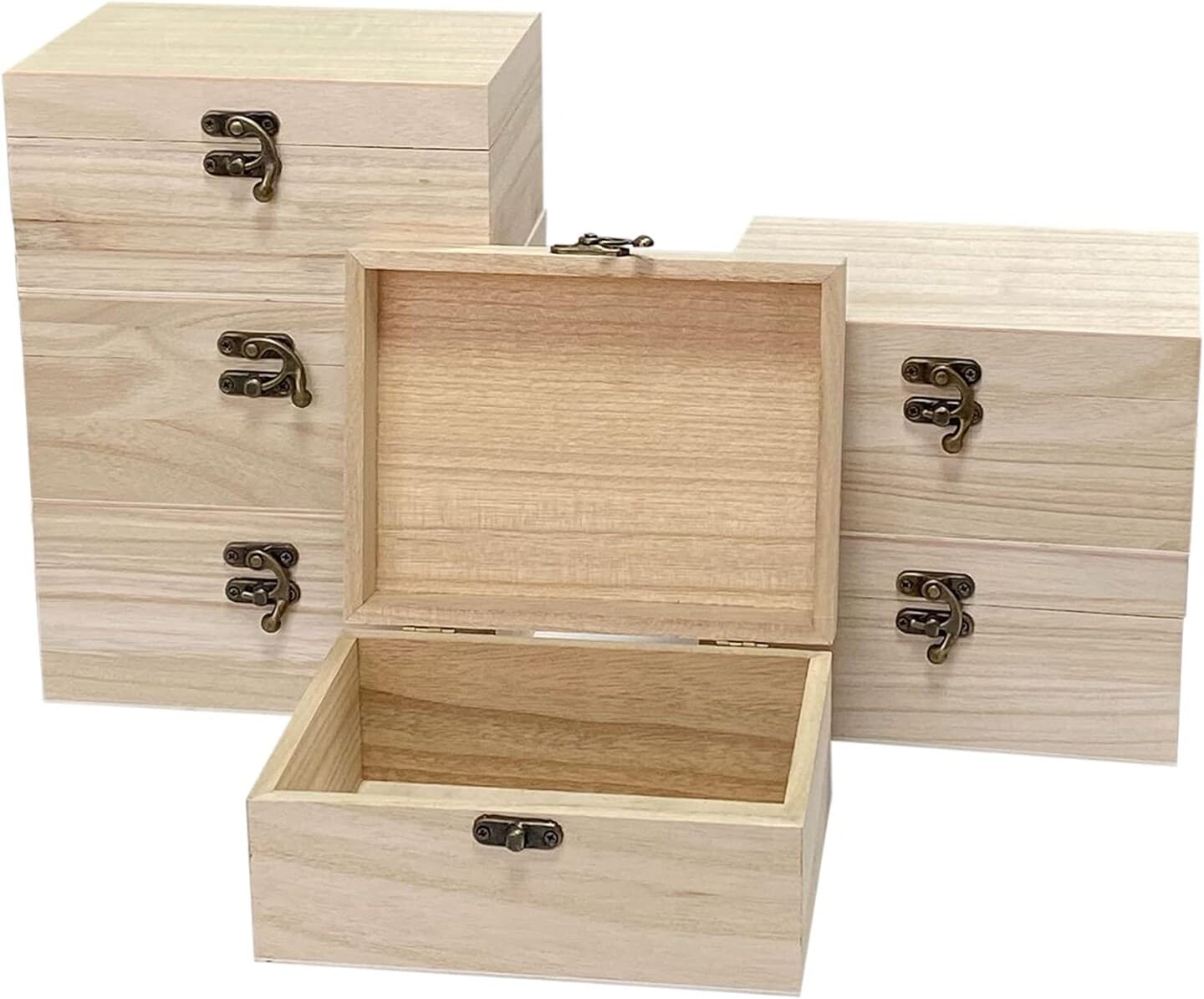 6 Pack Unfinished Wood Box Rectangle Crafts Wooden Box for Painting DIY Project (outer: 5 x 6.7 x 3.1 In) thumbnail 3
