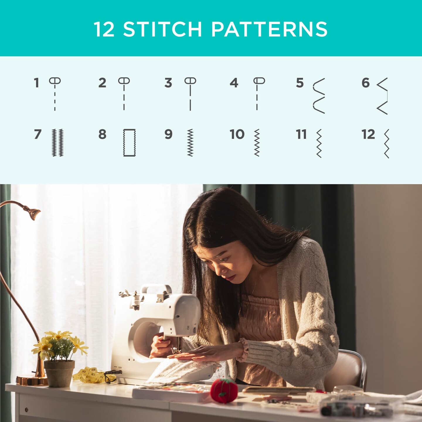 Best Choice Products 6V Portable Sewing Machine, 42-Piece Beginners Kit w/ 12 Stitch Patterns thumbnail 3