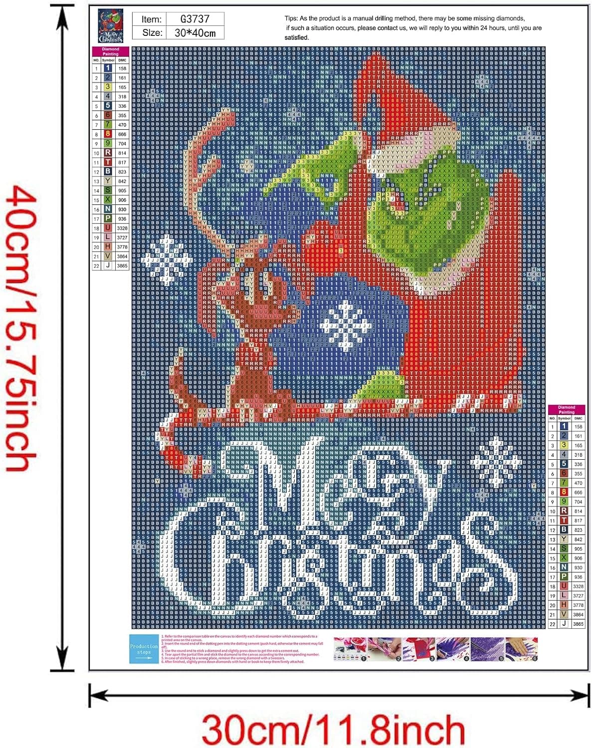 Grinch Christmas Diamond Painting Kit for Adults – 5D Beginner-Friendly Full Drill Gem Art for Home Décor, 12 x 16 Inch thumbnail 2