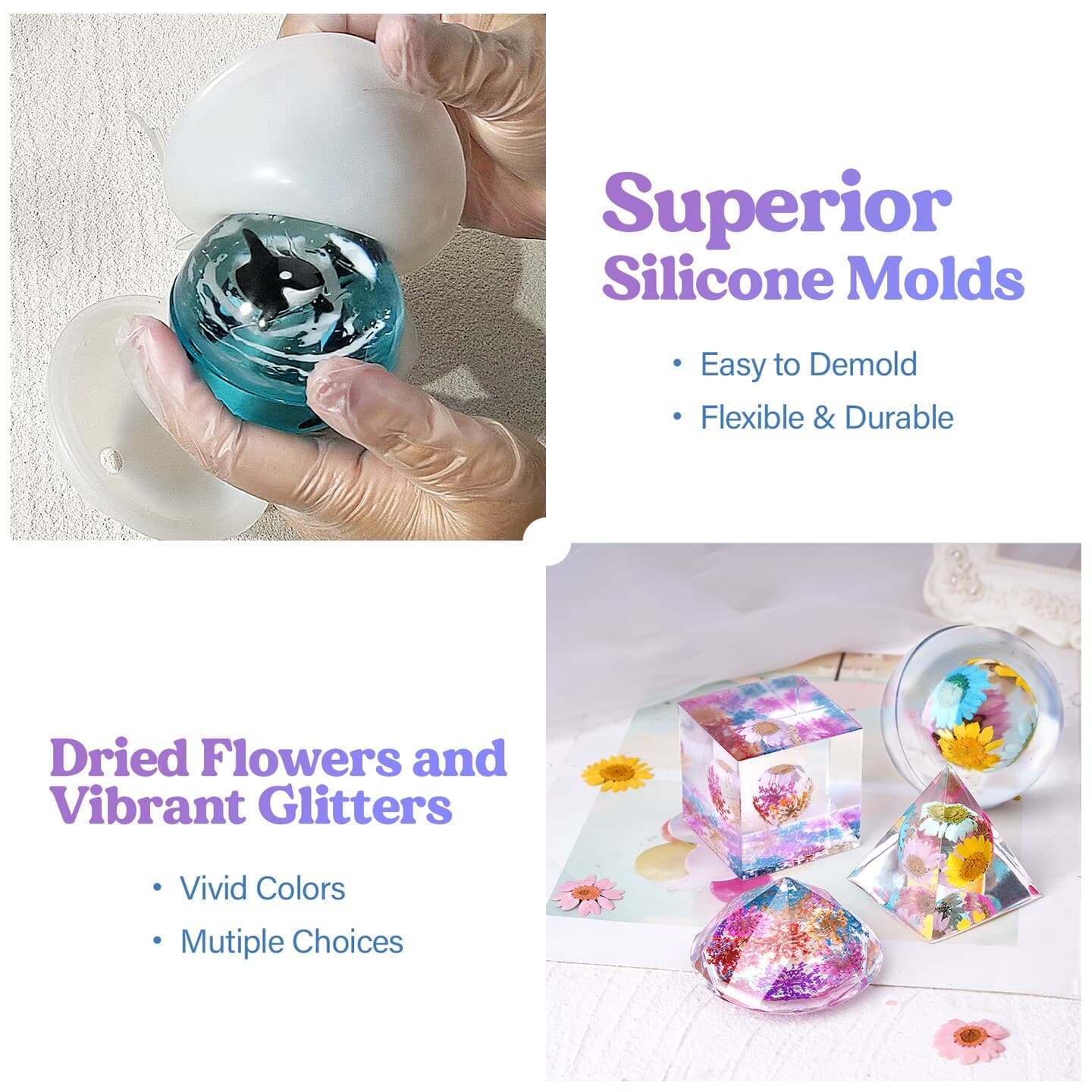 LET'S RESIN Epoxy Resin Kits and Molds Complete Set, 16oz Resin Art Kit with Silicone Molds, Pigment, Dried Flowers, Crafts for Adults, Beginners, Art Supplies for DIY Lovers, DIY Gift for Women thumbnail 4