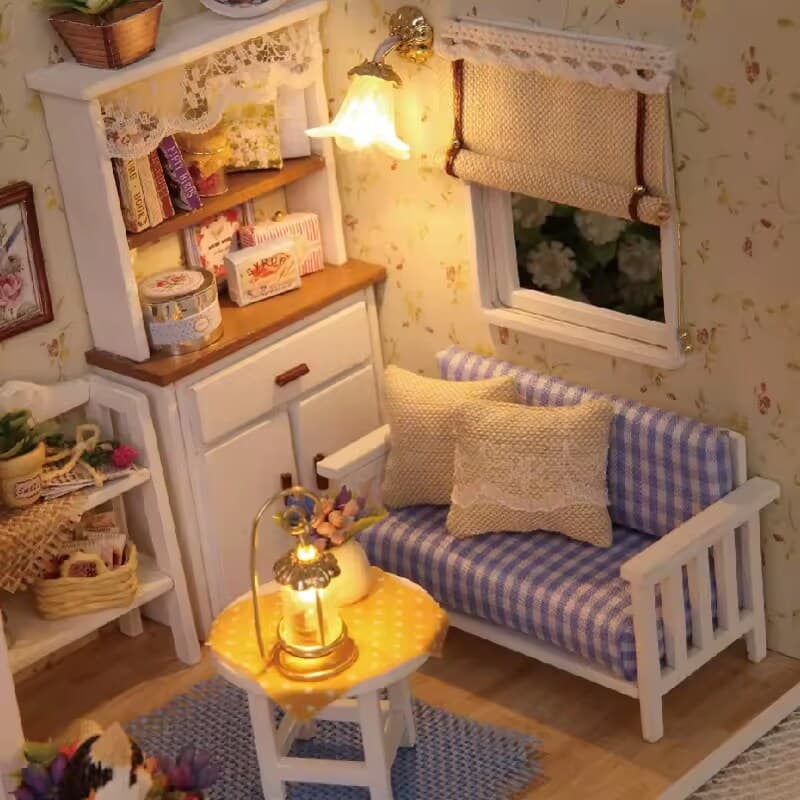 Kitten Diary Dollhouse Kit - Miniature Wizardi Roombox Kit with LED Light F07M51-70-3013 thumbnail 3