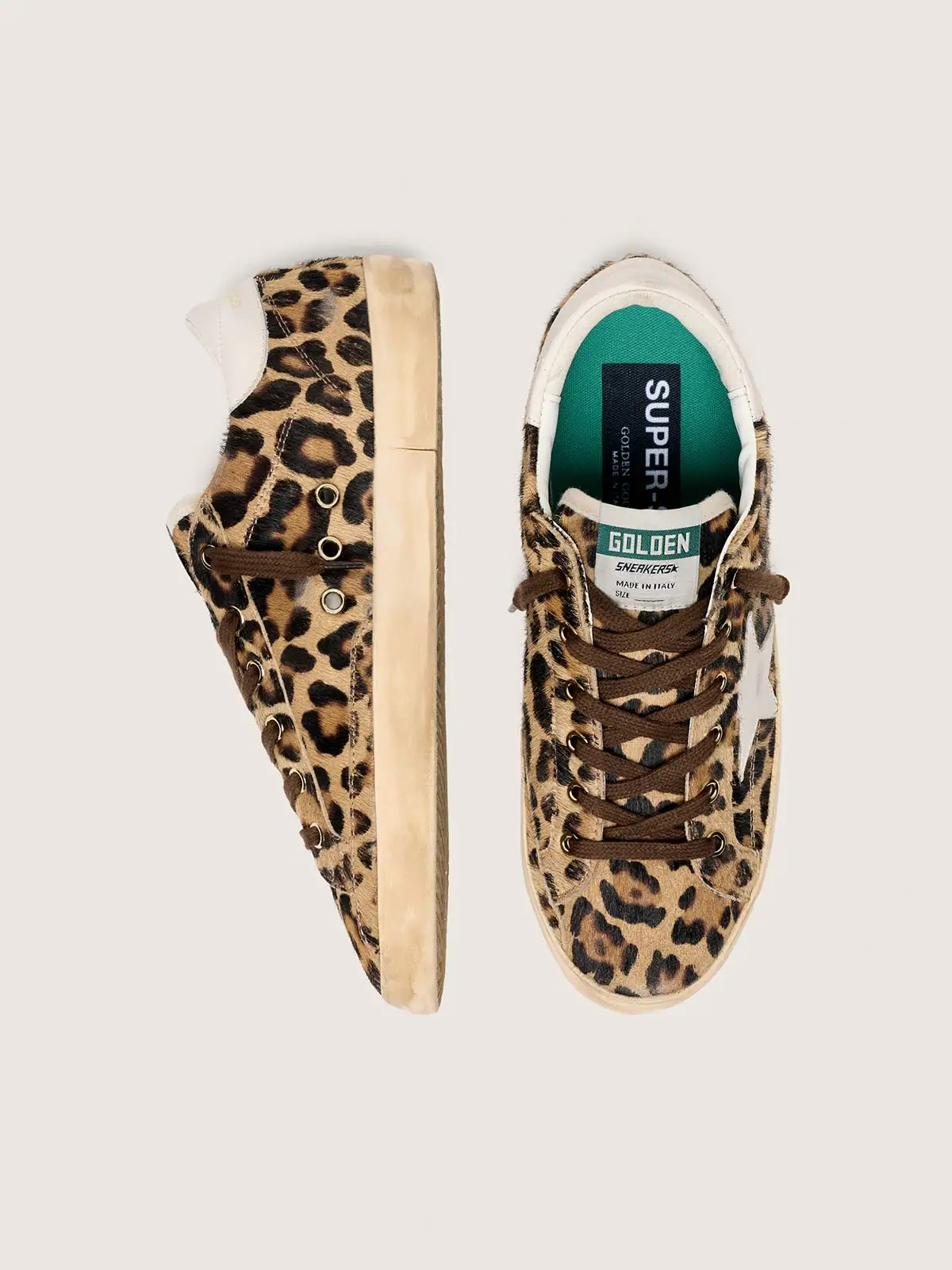 Women’s Super-Star LTD in leopard-print pony skin with leather star and heel tab thumbnail 3