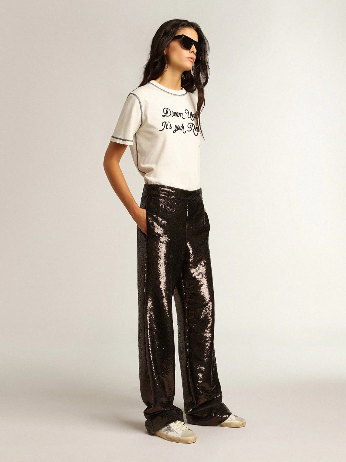 Women's Super-Star with silver star and brown glitter heel tab thumbnail 3