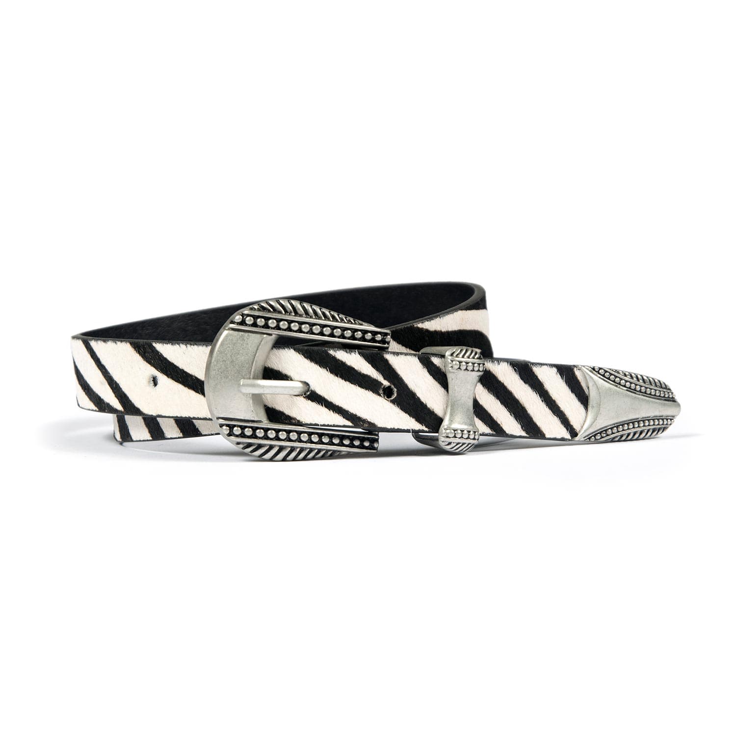 Calvera - Zebra Print Leather Belt (Size 28, 30) - Image 1