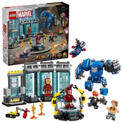 LEGO Marvel Iron Man’s Laboratory: Hall of Armor Building Toy with Minifigures and a Mech 76315