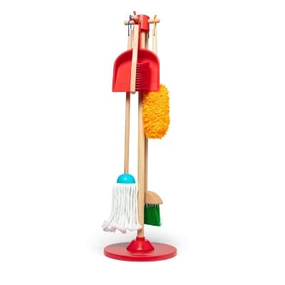 Melissa & Doug Dust! Sweep! Mop! 6pc Wooden Pretend Play Preschool Cleaning Set - Image 1