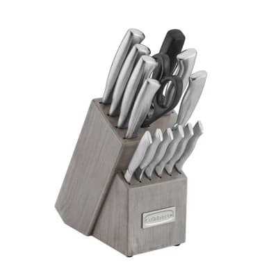 Cuisinart Classic 15pc Stainless Steel Knife Block Set - C77SS-15PT: Forged Cutlery, Serrated Blades, Hand Wash Care - Image 1