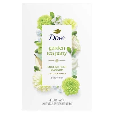 Dove Beauty Garden Tea Party Bar Soaps - English Pear Blossom - Limited Edition - 15oz/4pk - Image 1