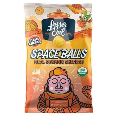 LesserEvil Real Organic Cheddar Spaceballs - 5oz - Image 1