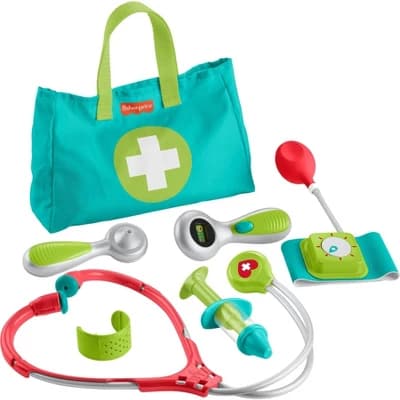Fisher-Price Preschool Pretend Play Medical Kit 7-Piece Doctor Bag Dress Up Toys for Kids Ages 3+ Years - Image 1