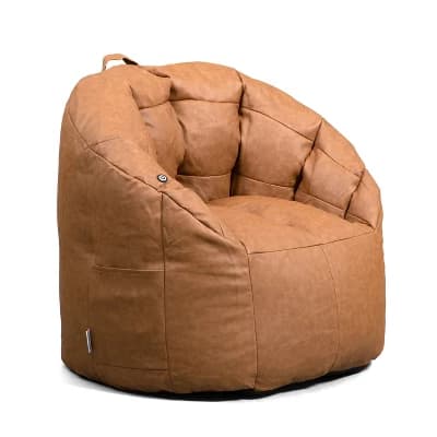 Big Joe Milano Vibe Bean Bag Chair, Vegan Leather, Massage Feature, Caramel - Image 1