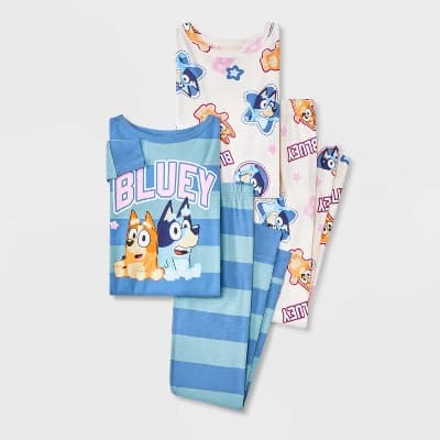 Girls' 4pc Bluey Long Sleeve Pajama Set - Blue 6 - Image 1