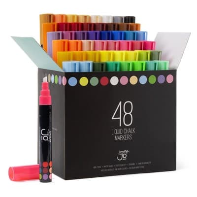 JumpOff Jo – Liquid Chalk Markers – Reversible Chisel and Round Tip – Multi Color - 48 pack