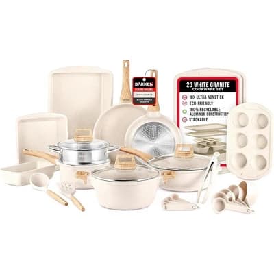 Bakken-Swiss 20-Piece Kitchen Cookware Set – Non-Stick Durable Granite - Cream - Image 1