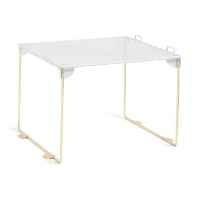 U Brands 8" Mesh Locker Shelf White and Gold - Image 1