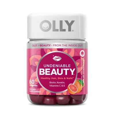 OLLY Undeniable Beauty Multivitamin Gummies for Hair Skin & Nails with Biotin, Keratin, Vitamins C & E - Grapefruit Glam - 60ct - Image 1