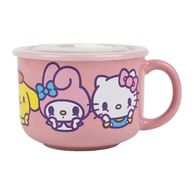 Hello Kitty & Friends 20 Oz Ceramic Soup Mug with Vented Lid - Image 1