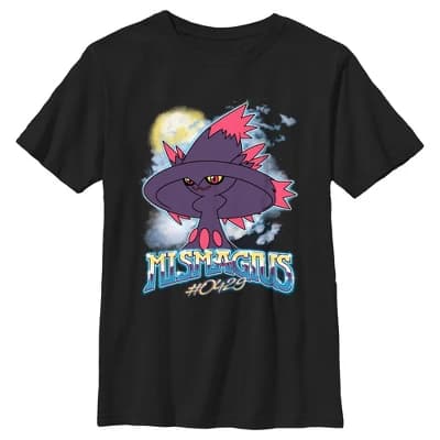 Boy's Pokemon Mismagius 0429  T-Shirt - Black - Large - Image 1