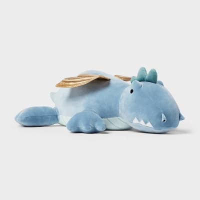 Dragon Weighted Plush Kids' Throw Pillow Blue - Pillowfort™ - Image 1