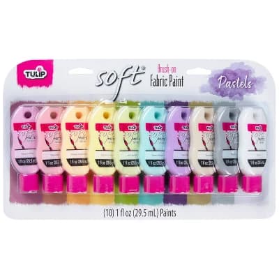 Tulip Color 10pk 1oz Brush-On Fabric Paint Pastels: Multicolor Water-Based Craft Paint for Art & Stationery - Image 1