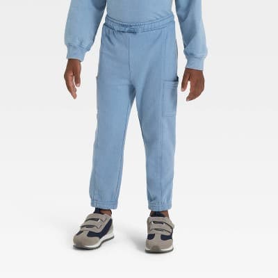 Toddler Boys' Washed French Terry Jogger Pants - Cat & Jack™ Blue 3T