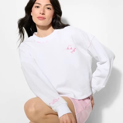 Women's French Terry Sweatshirt - Wild Fable™ White XS - Image 1