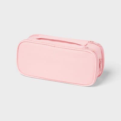 Triple Zip Multicompartment Pencil Case Pouch Pink - up&up™