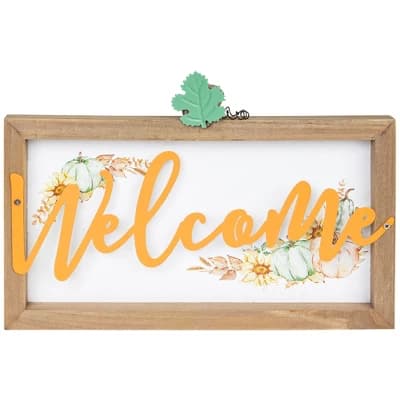 Northlight Pumpkins and Sunflowers Welcome Fall Harvest Wall Sign - 11" - Image 1