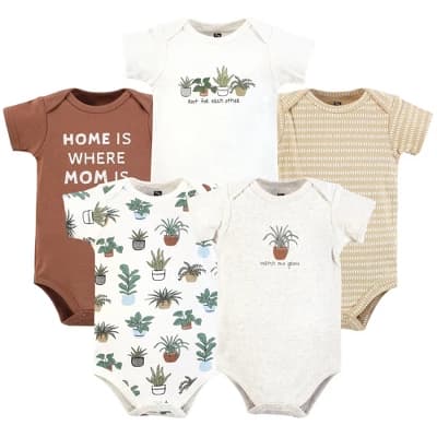 Hudson Baby Cotton Bodysuits, Plants, Newborn - Image 1