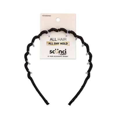 scünci Fabric Covered Zigzag Headband - Black - All Hair - Image 1