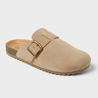 Kids' Tate Clogs - Cat & Jack™ Taupe 6: Slip-On, Contoured Footbed, Flexible TPR Outsole, Closed Round Toe, Leather Upper - Image 1