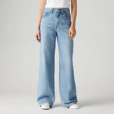 Levi's® Women's High-Rise Cinch Baggy Jeans - Invested Indigo 32: Lightweight Denim, Straight Fit, Full Length, 31" Inseam - Image 1