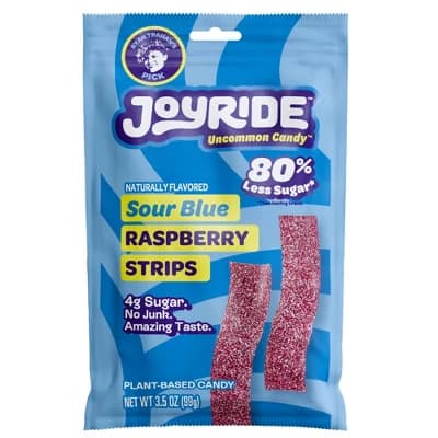 JOYRIDE Candy Sour Blue Raspberry Gummy Strips - 3.5oz - Image 1