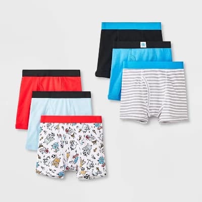 Toddler Boys' 6pk 'Monsters' Boxer Briefs - Cat & Jack™ 4T: Cotton Knit, Mid Rise, Full Waistband Elastic, Machine Washable - Image 1