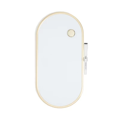 U Brands 8"x16" Metal Frame Oval Dry Erase Board Gold - Image 1