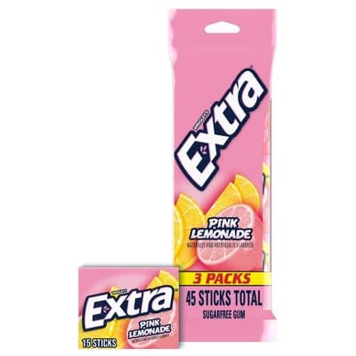 Extra Pink Lemonade Chewing Gums - 4.76oz/3pk - Image 1