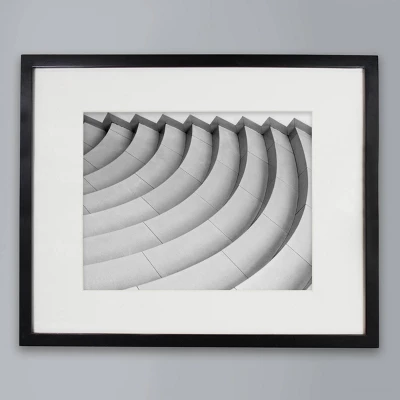 16" x 20" Matted to 11" x 14" Thin Gallery Frame Black - Threshold™: Modern Style, Beveled Acid-Free Mat, MDF Composite - Image 1