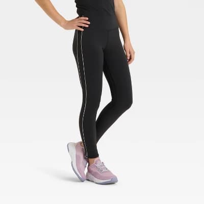 Girls' Everyday Soft Piped Leggings - All In Motion™ Black XXL - Image 1