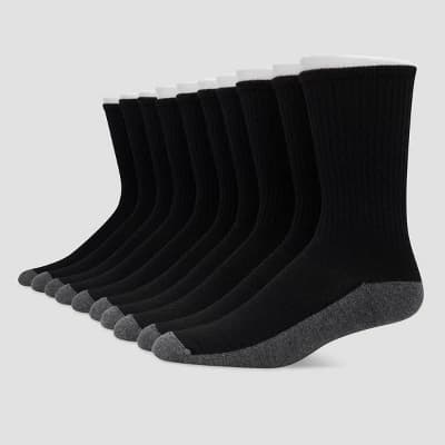 Hanes Premium Men's Crew Socks 10pk - Black 6-12: Cushioned Sole, Reinforced Heel & Toe, Breathable, Lightweight Fabric - Image 1