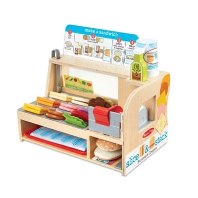 Melissa & Doug Slice & Stack Wooden Sandwich Counter with Deli Slicer Pretend Play Food - 56pc - Image 1