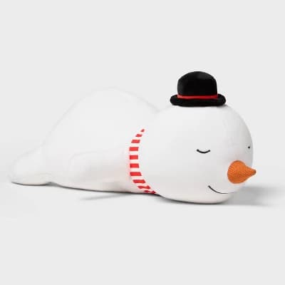 Holiday Snowman Weighted Plush Kids' Throw Pillow White - Pillowfort™ - Image 1