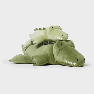 Alligator and Baby Weighted Plush Kids' Throw Pillow Green - Pillowfort™ - Image 1
