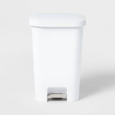11.9gal Step Trash Can White - Brightroom™: Pedal-Operated Kitchen Garbage Can, Textured Plastic, Indoor Use - Image 1