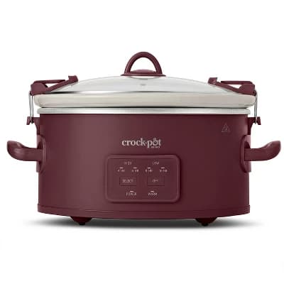 Crock-Pot 6qt Cook & Carry Programmable Slow Cooker Ceramic Lambrusco Red: 3 Settings, Dishwasher-Safe Parts, 210W - Image 1