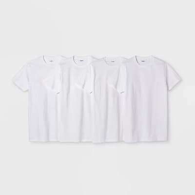 Men's Short Sleeve 4pk Crewneck T-Shirt - Goodfellow & Co™ White XXL - Image 1
