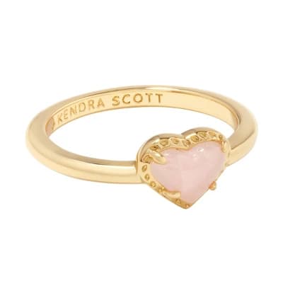 Kendra Scott Valentine's Day Anna 14K Gold Over Brass Band Ring - Rose Quartz 8 - Image 1