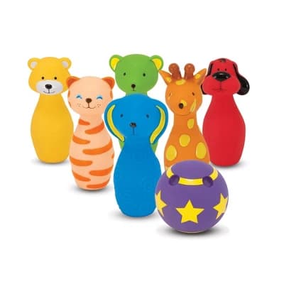 Melissa & Doug K's Kids Bowling Friends Play Set and Game With 6 Pins and Convenient Carrying Case - Image 1