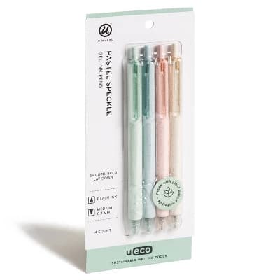 U Brands U-Eco 4pk Gel Pens Black Ink Pastel Speckle - Image 1