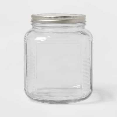 75oz Glass Storage Jar - Threshold™: Clear Glass Container with Stainless Steel Lid, Hand Wash, Food Storage - Image 1